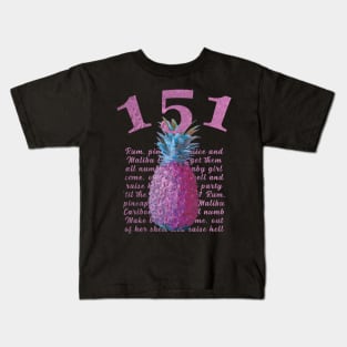 Pink Pineapple Vintage Retro Text Typographic Design Kids T-Shirt